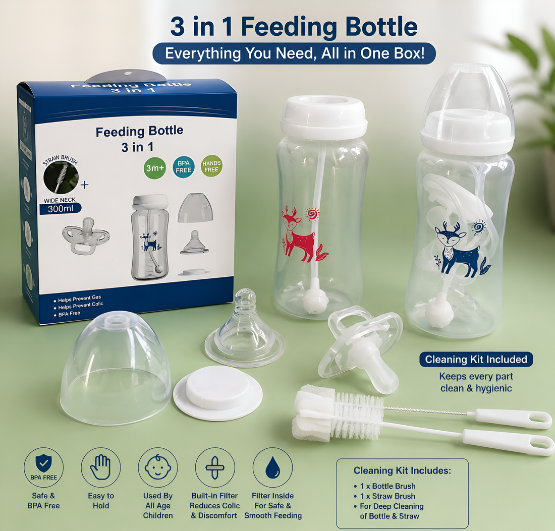 Hot Sell 3-in-1 Straw Newborn 300 ML Baby Feeding Kids Cup Sippy Training Cute Drinking Pacifiers Water Bottle System