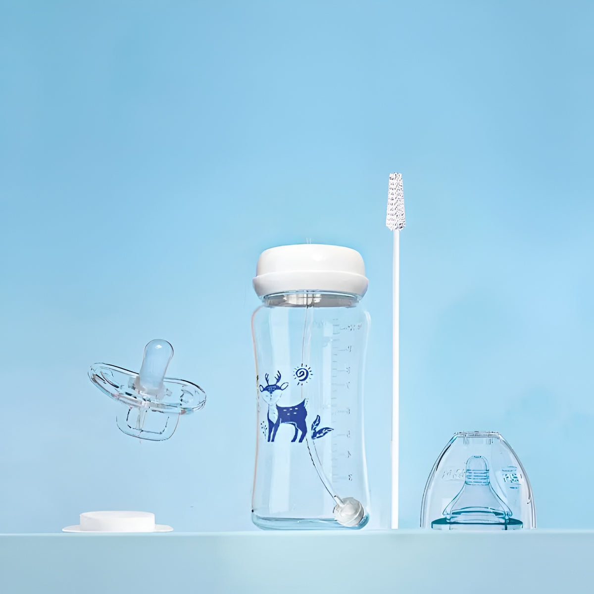 Hot Sell 3-in-1 Straw Newborn 300 ML Baby Feeding Kids Cup Sippy Training Cute Drinking Pacifiers Water Bottle System