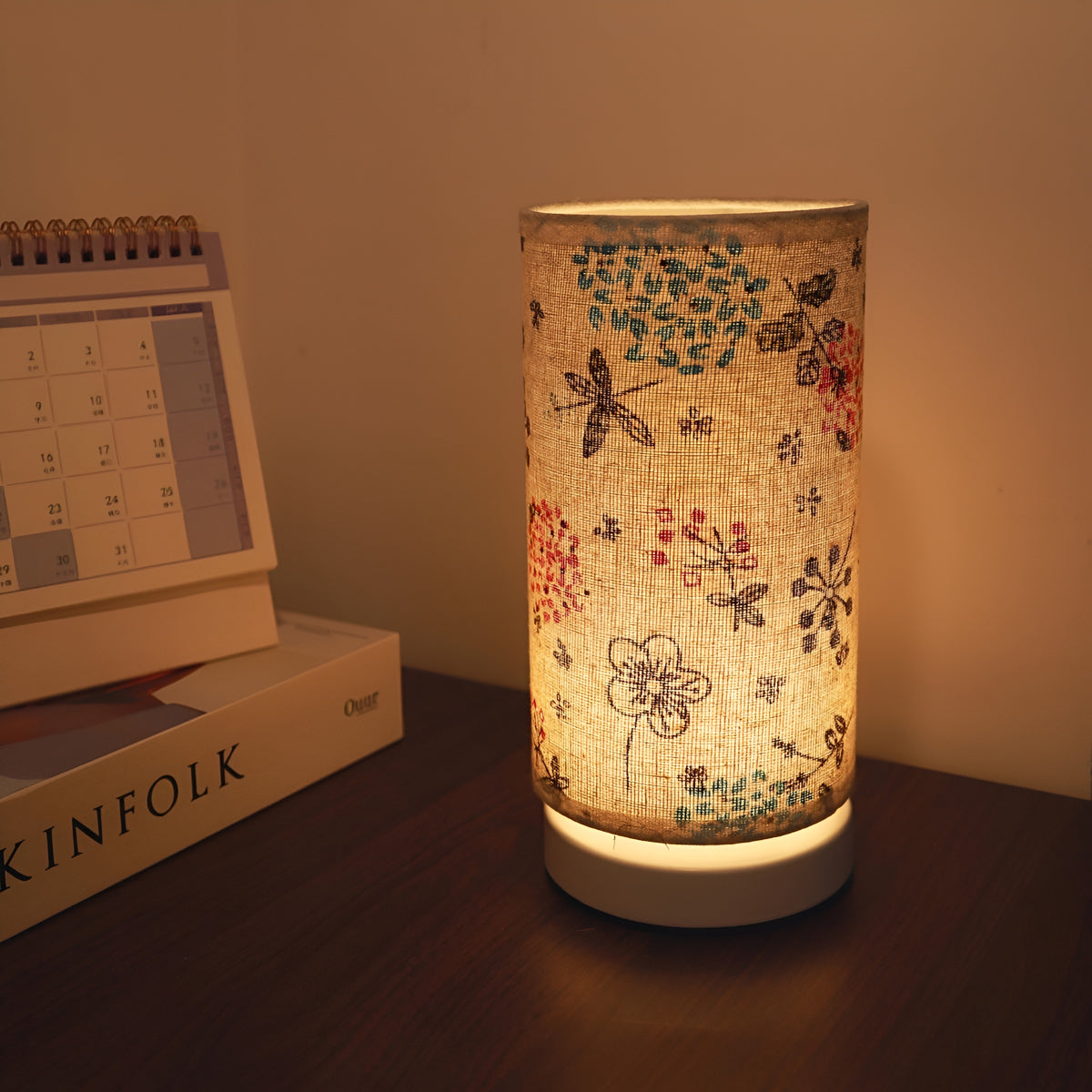 Fabric Table Lamp Bedroom Bedside Lamp Printed Atmosphere Lamp Children's Gift Creative Night Light