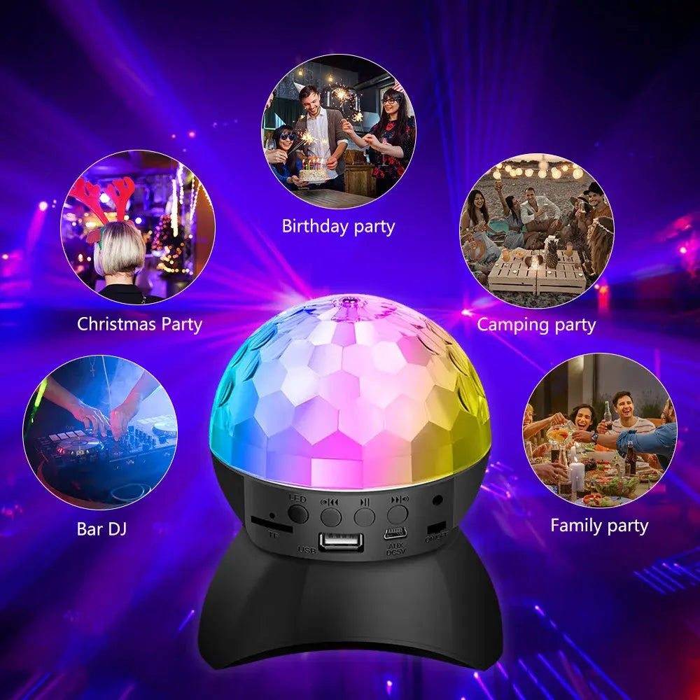 Rechargeable Disco Ball Wireless Music Rotating Stage Light DJ Speakers for Birthday & Christmas Parties Home Appliance Lighting