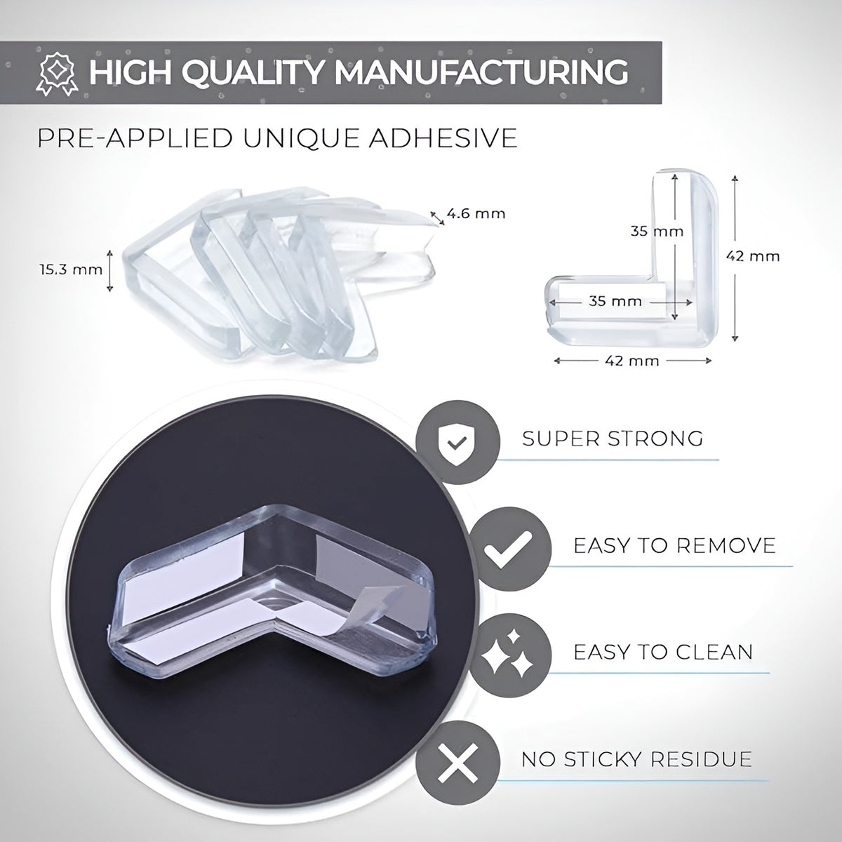 Baby Safety Products Adhesive Plastic Cover Table Round and Square Transparent Edge Silicone Corner Guard Protector