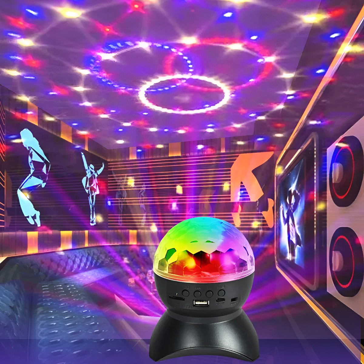 Rechargeable Disco Ball Wireless Music Rotating Stage Light DJ Speakers for Birthday & Christmas Parties Home Appliance Lighting