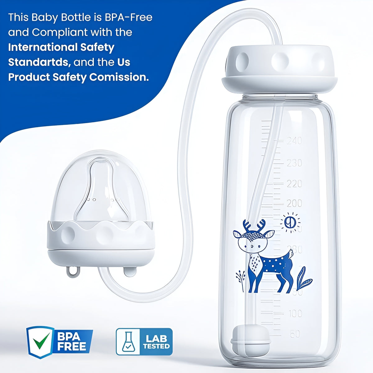 Hot Sell 3-in-1 Straw Newborn 300 ML Baby Feeding Kids Cup Sippy Training Cute Drinking Pacifiers Water Bottle System