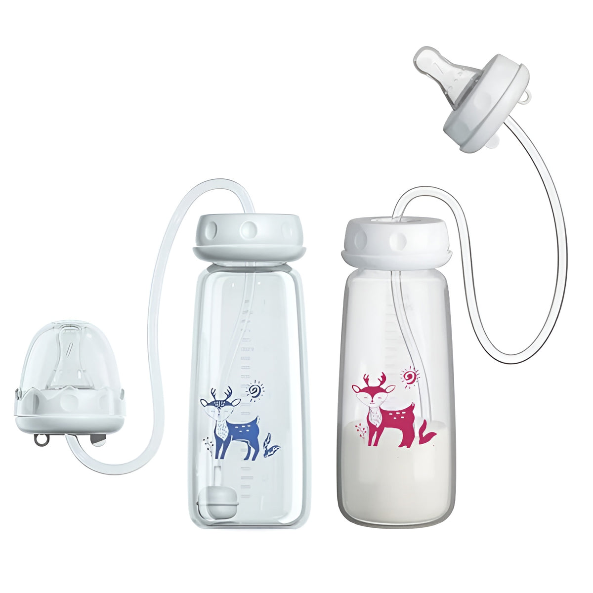 Hot Sell 3-in-1 Straw Newborn 300 ML Baby Feeding Kids Cup Sippy Training Cute Drinking Pacifiers Water Bottle System