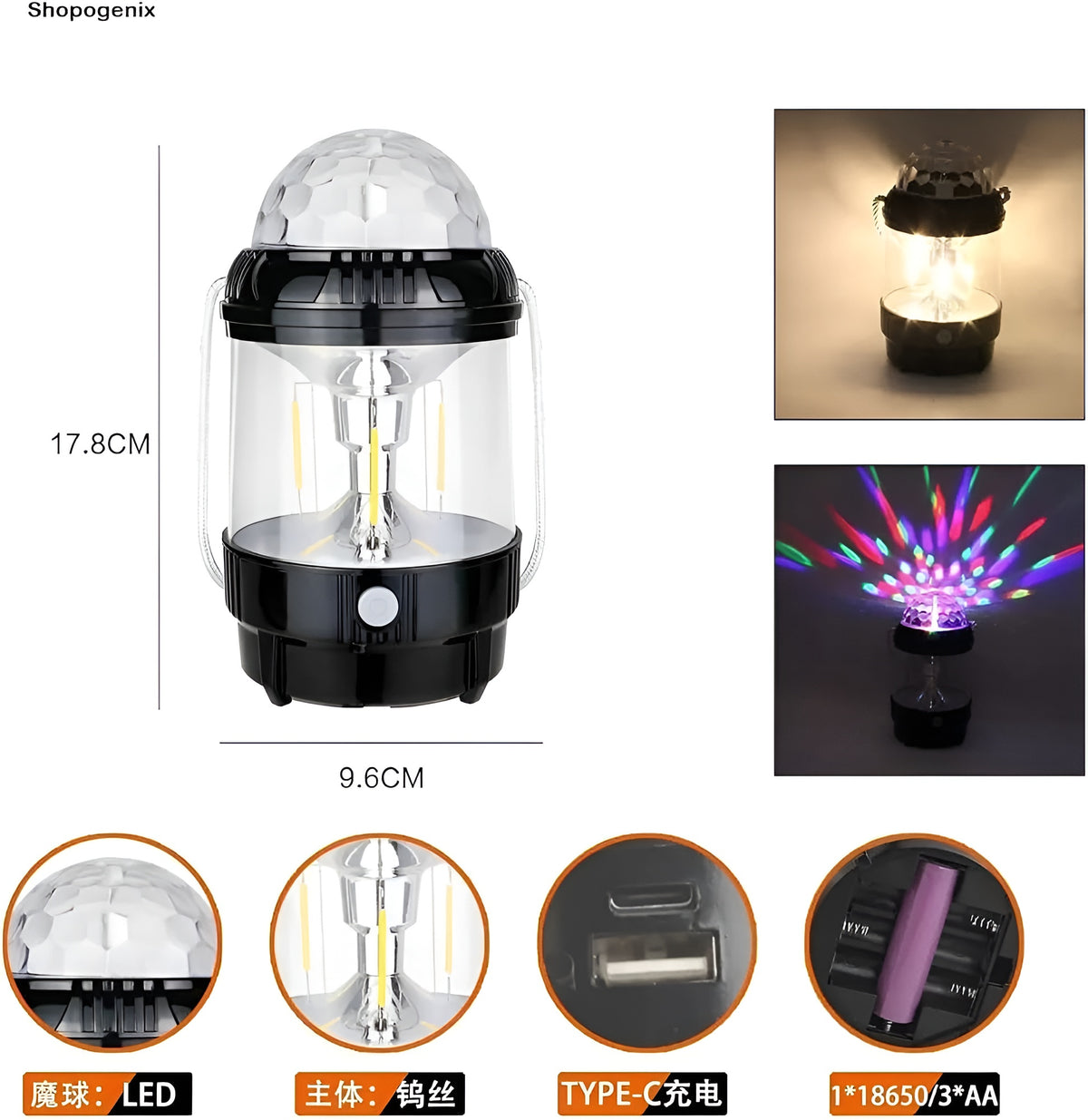 Rechargeable Disco Ball Wireless Music Rotating Stage Light DJ Speakers for Birthday & Christmas Parties Home Appliance Lighting
